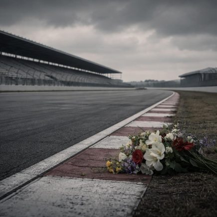 piste-course-vide-ciel-gris-fleurs