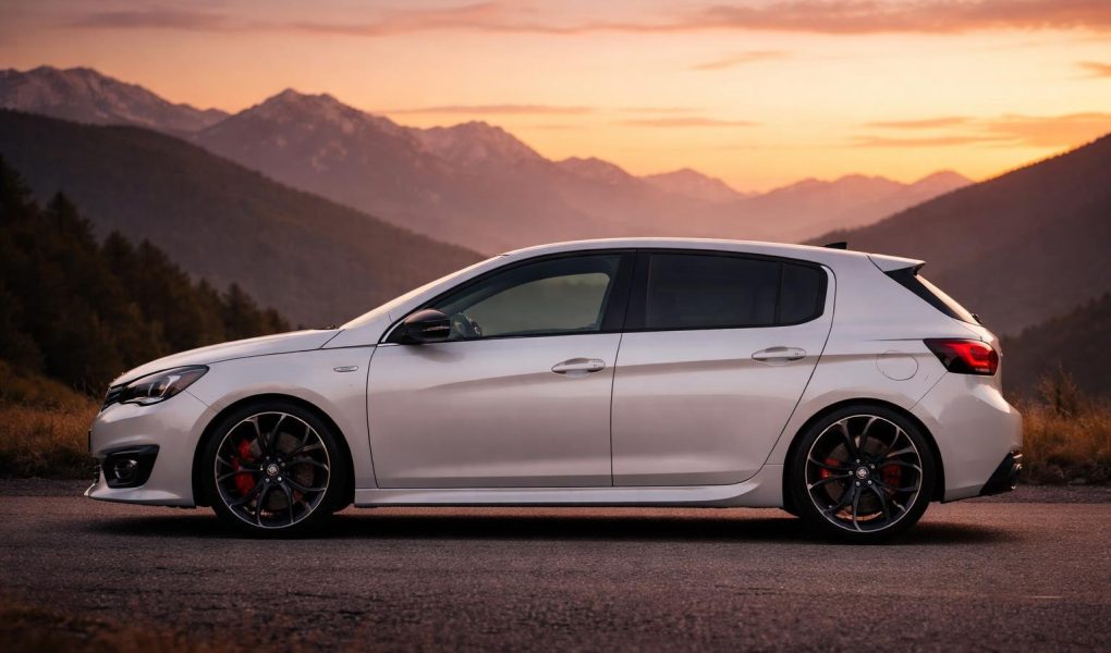 peugeot-308-gti-route-montagnes-coucher-soleil