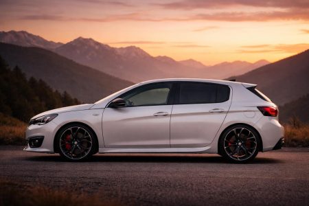 peugeot-308-gti-route-montagnes-coucher-soleil