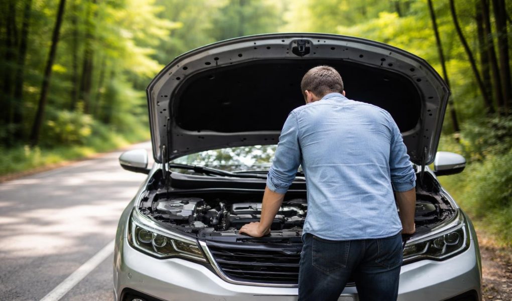 voiture-capot-ouvert-personne-foret