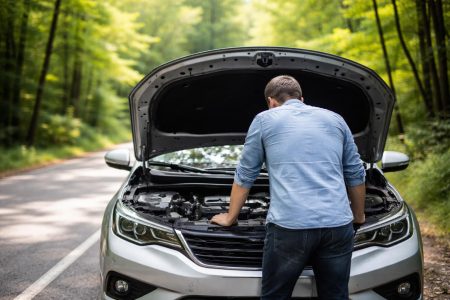 voiture-capot-ouvert-personne-foret