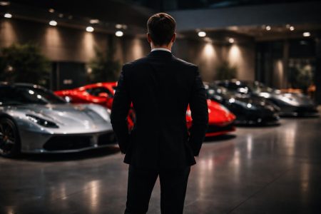 homme-dos-voitures-sport-garage