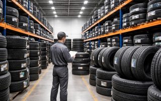 entrepot-moderne-piles-pneus-employe